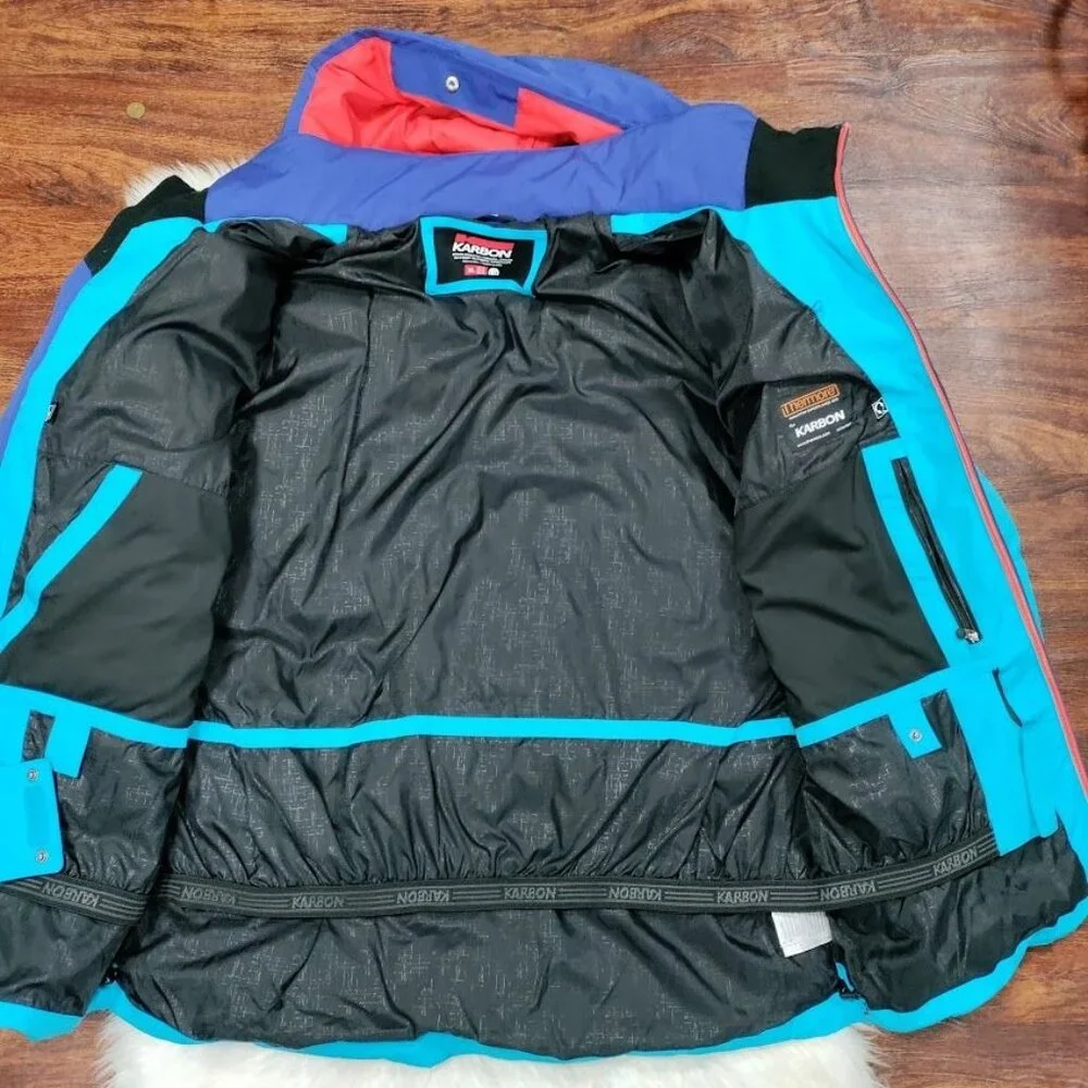 Karbon Sportswear Blue Insulated Hooded Warm Winter Ski Coat Jacket Men's XL - Picture 5 of 16